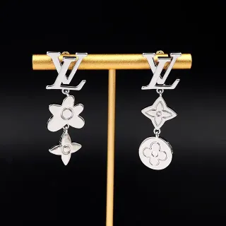 Louis Vuitton Monogram Flower and Quatrefoil Asymmetrical Dangle Earrings