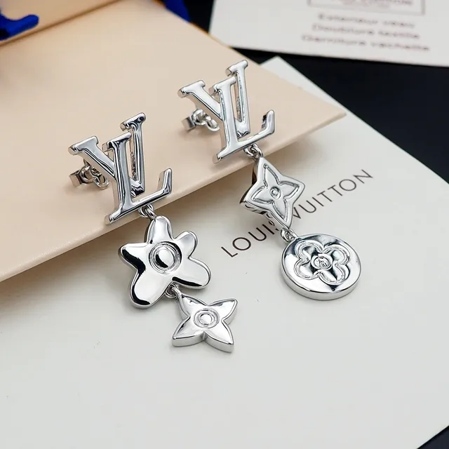 Louis Vuitton Monogram Flower and Quatrefoil Asymmetrical Dangle Earrings 2