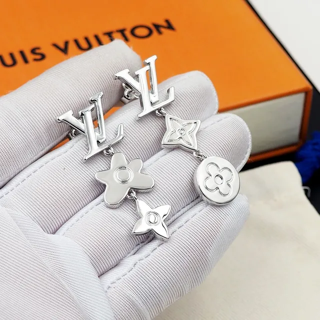 Louis Vuitton Monogram Flower and Quatrefoil Asymmetrical Dangle Earrings 3