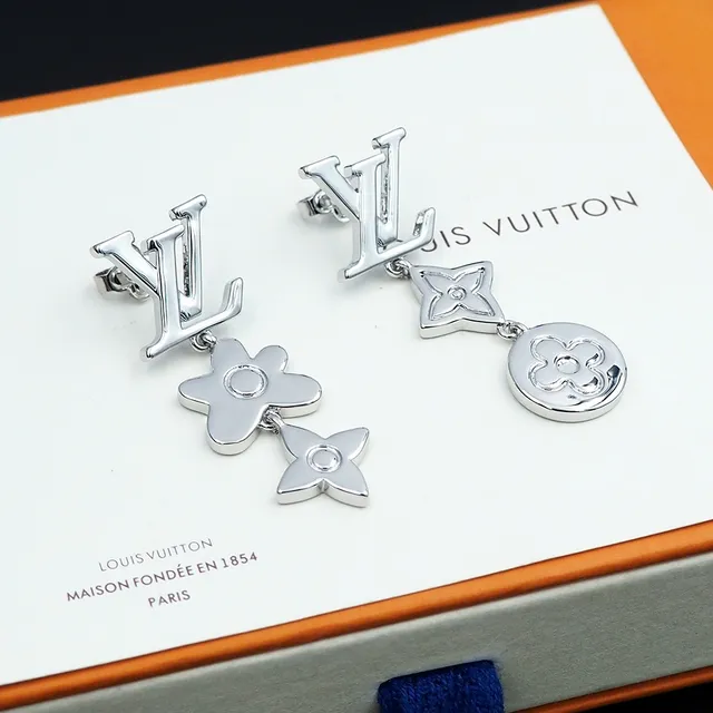 Louis Vuitton Monogram Flower and Quatrefoil Asymmetrical Dangle Earrings 7