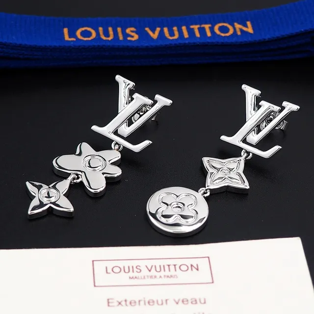 Louis Vuitton Monogram Flower and Quatrefoil Asymmetrical Dangle Earrings 8