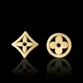 Louis Vuitton Monogram Flower Diamond and Circle Earrings