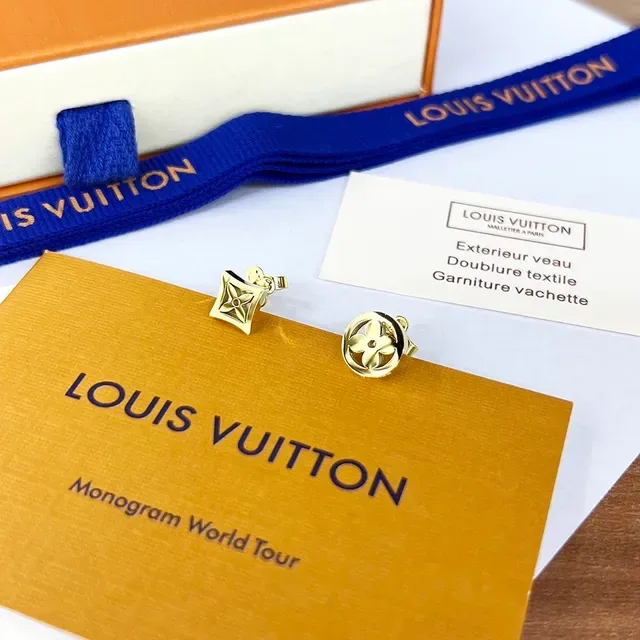 Louis Vuitton Monogram Flower Diamond and Circle Earrings 2