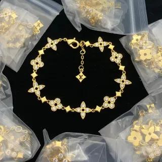 سوار لويس فيتون Monogram Flower كريستال ذهبي اللون