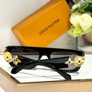 Louis Vuitton Monogram Flower Rectangular Glossy Black Sunglasses
