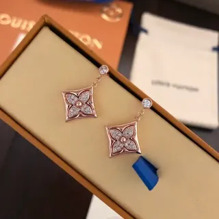Louis Vuitton Monogram Flower Rose Gold Pavé Crystal Earrings