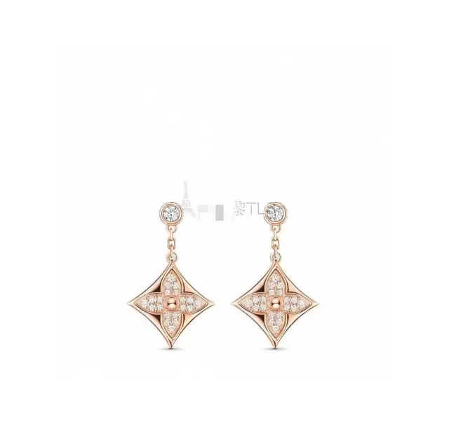 Louis Vuitton Monogram Flower Rose Gold Pavé Crystal Earrings 2