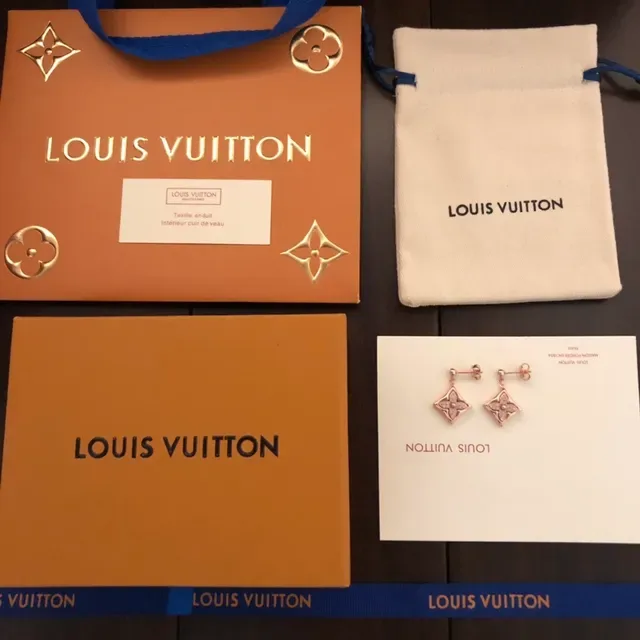 Louis Vuitton Monogram Flower Rose Gold Pavé Crystal Earrings 3