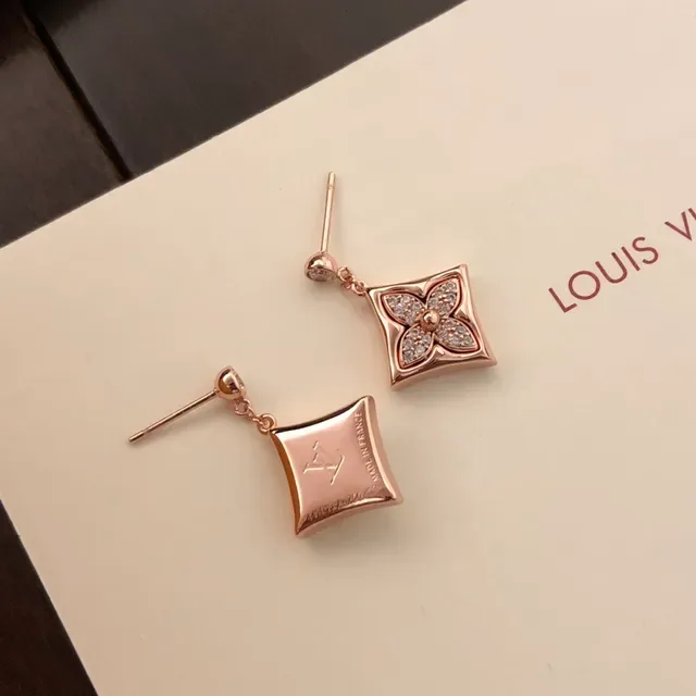 Louis Vuitton Monogram Flower Rose Gold Pavé Crystal Earrings 5