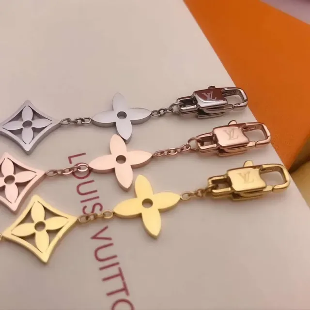 Louis Vuitton Monogram Flower Rose Gold-Tone Enamel and Crystal Charm Bracelet 3
