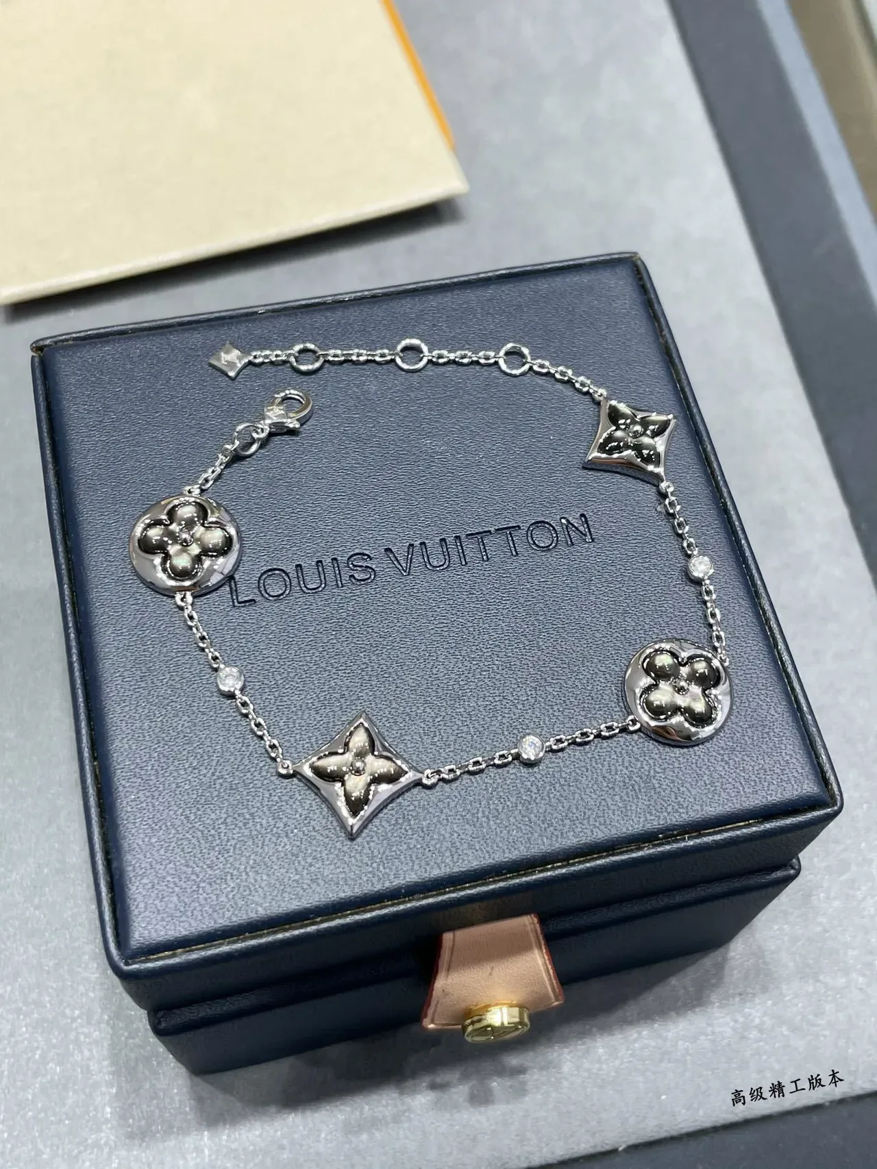 Louis Vuitton Monogram Flower Rose Gold-Tone Mother-of-Pearl Bracelet 4