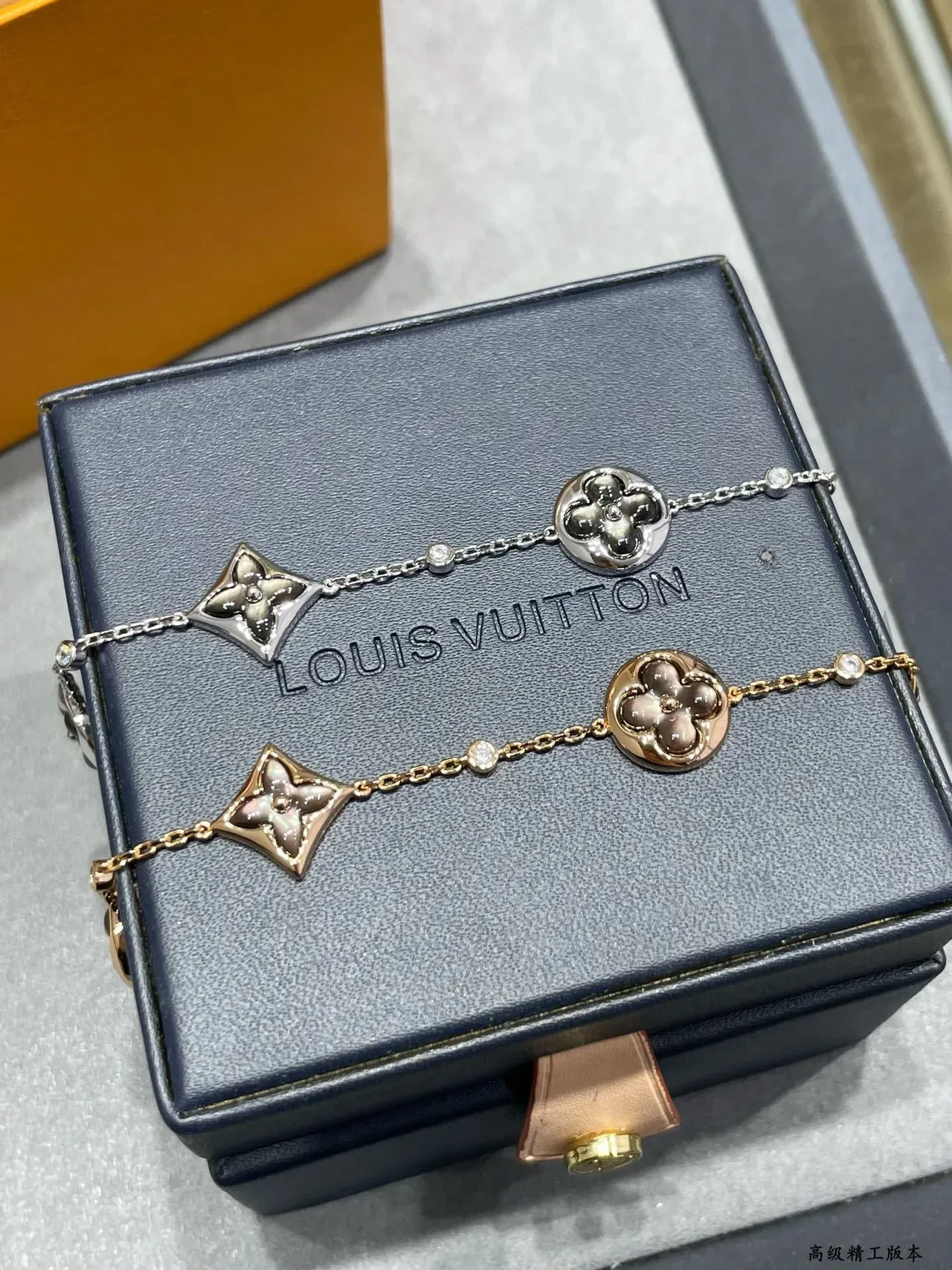 Louis Vuitton Monogram Flower Rose Gold-Tone Mother-of-Pearl Bracelet 7