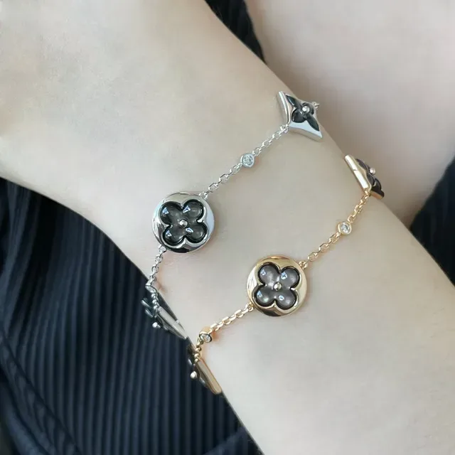 Louis Vuitton Monogram Flower Rose Gold-Tone Mother-of-Pearl Bracelet 9
