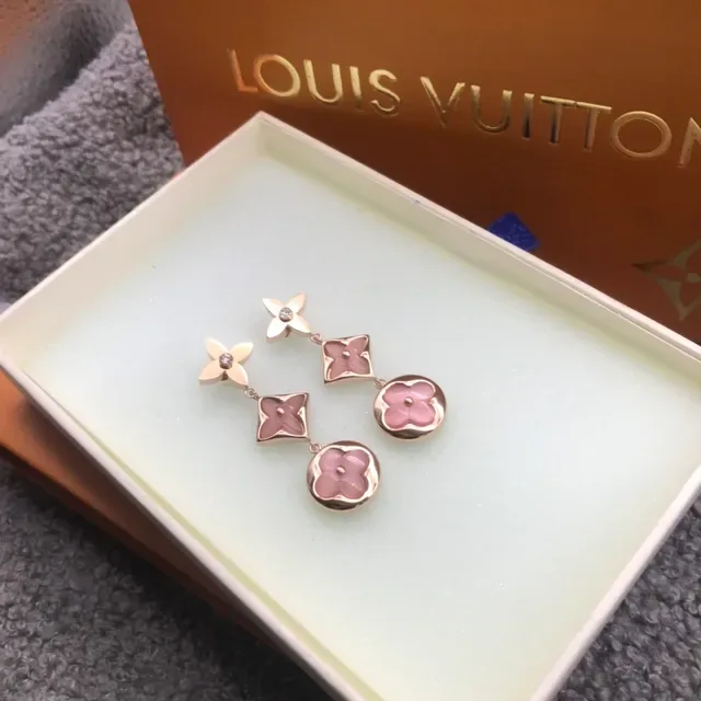Louis Vuitton Monogram Flower Triple-Tier Purple Stone Earrings 2