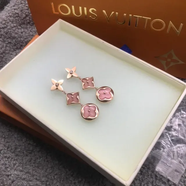 Louis Vuitton Monogram Flower Triple-Tier Purple Stone Earrings 3