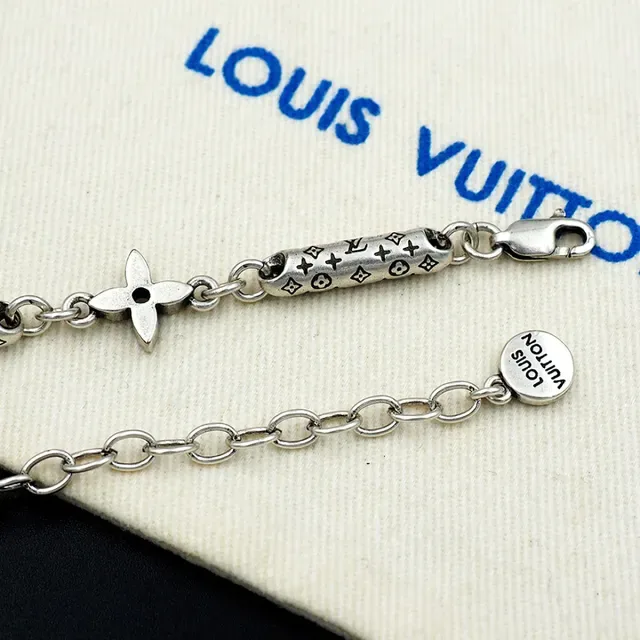 Louis Vuitton Monogram Hardware Silver Black Cylindrical Links Mixed Charm Elements Bracelet 3