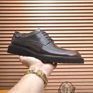 Louis Vuitton Monogram Heel Tab Glossy Brown Oxford Shoe