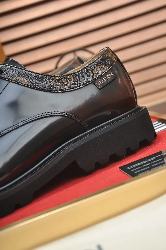 Louis Vuitton Monogram Heel Tab Glossy Brown Oxford Shoe 2