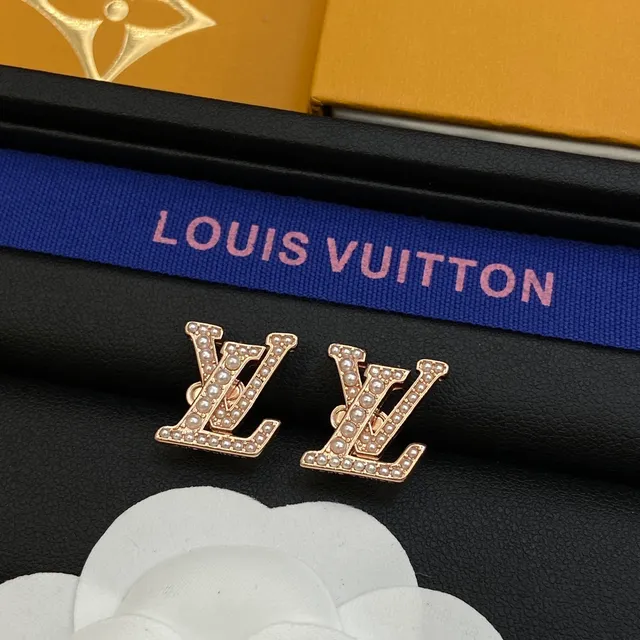 Louis Vuitton Monogram Jewelry Gold White Rose Crystal-Pavé Necklace 4