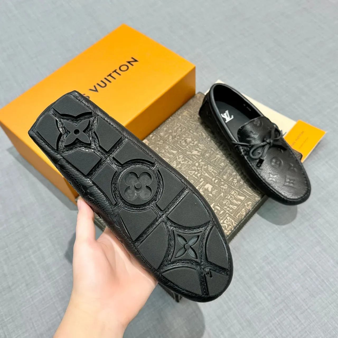 Louis Vuitton Monogram Loafer Black Leather Slip-On Loafers 5