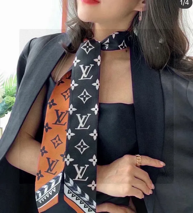 Louis Vuitton Monogram écharpe de soie orange 2