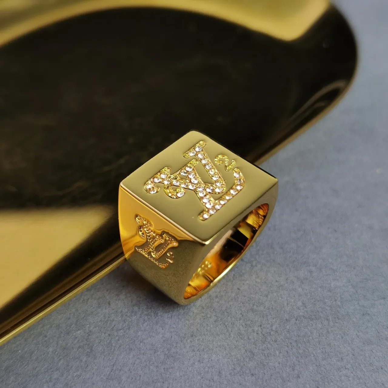 Louis Vuitton Monogram Pavé Square Signet Ring 3