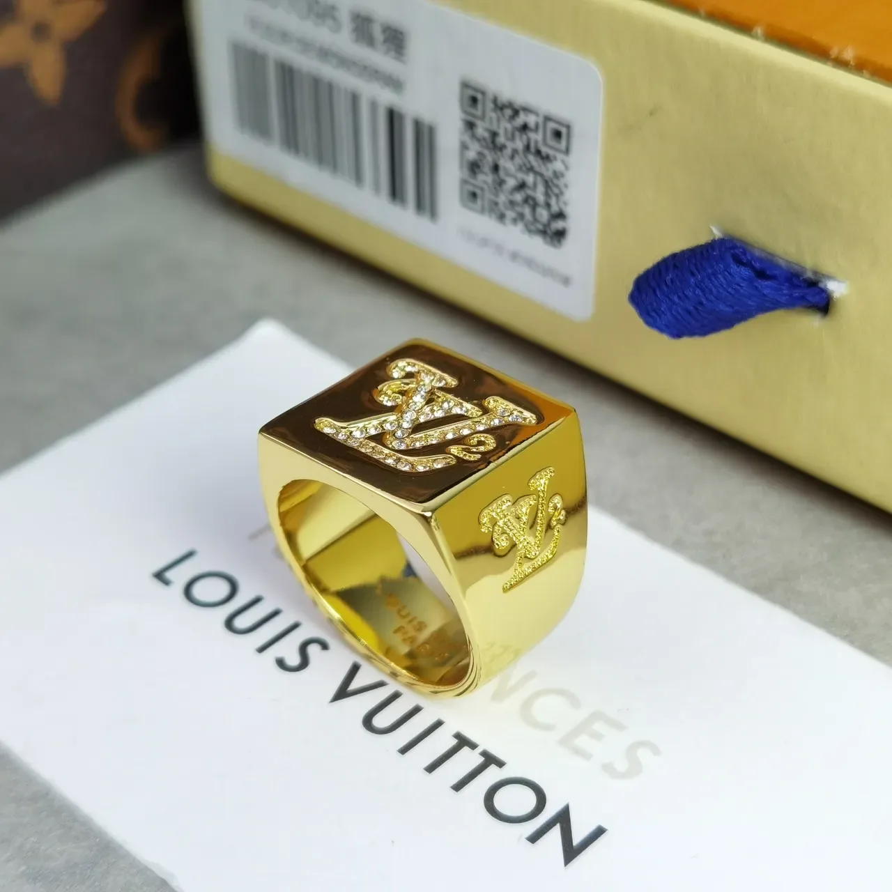 Louis Vuitton Monogram Pavé Square Signet Ring 4