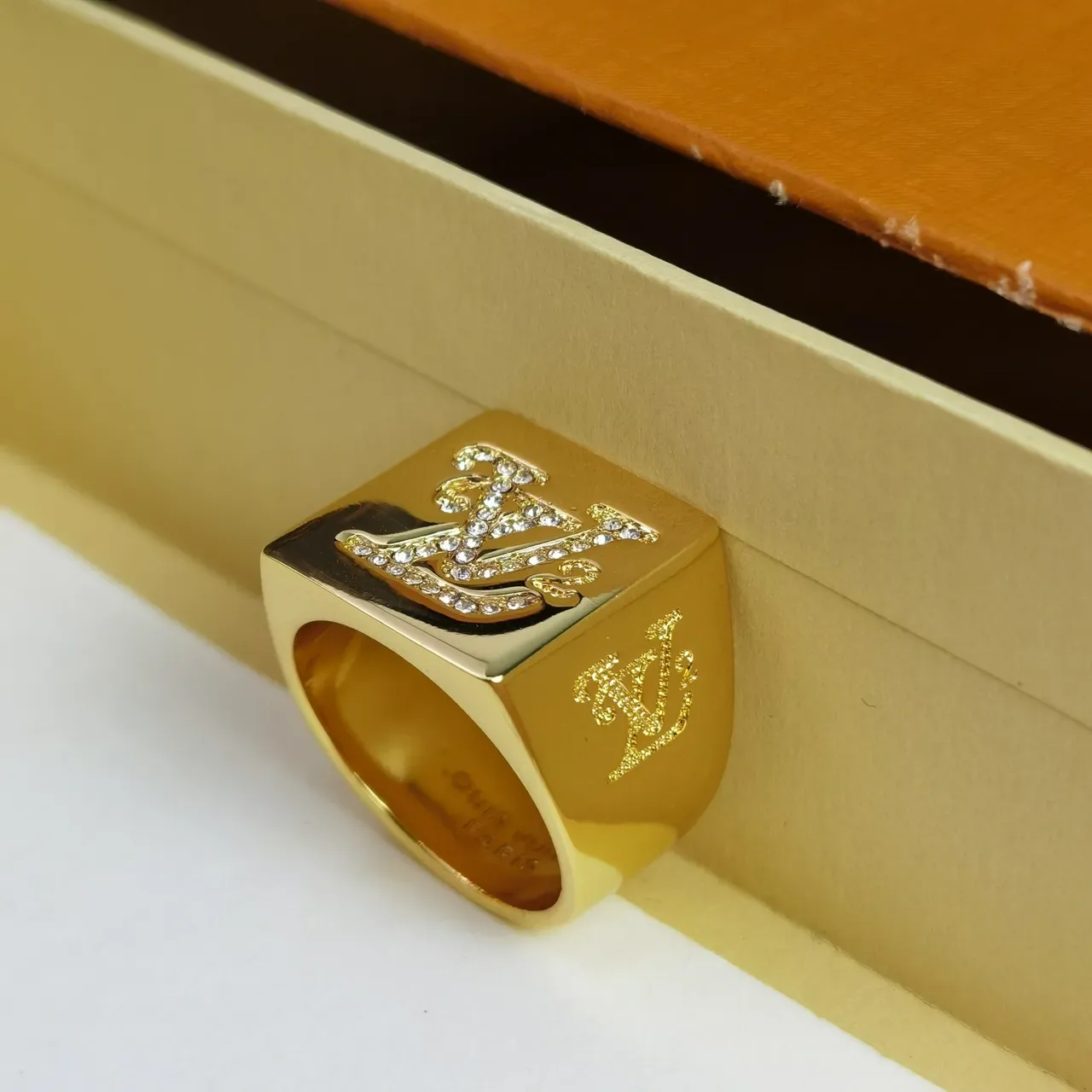 Louis Vuitton Monogram Pavé Square Signet Ring 5