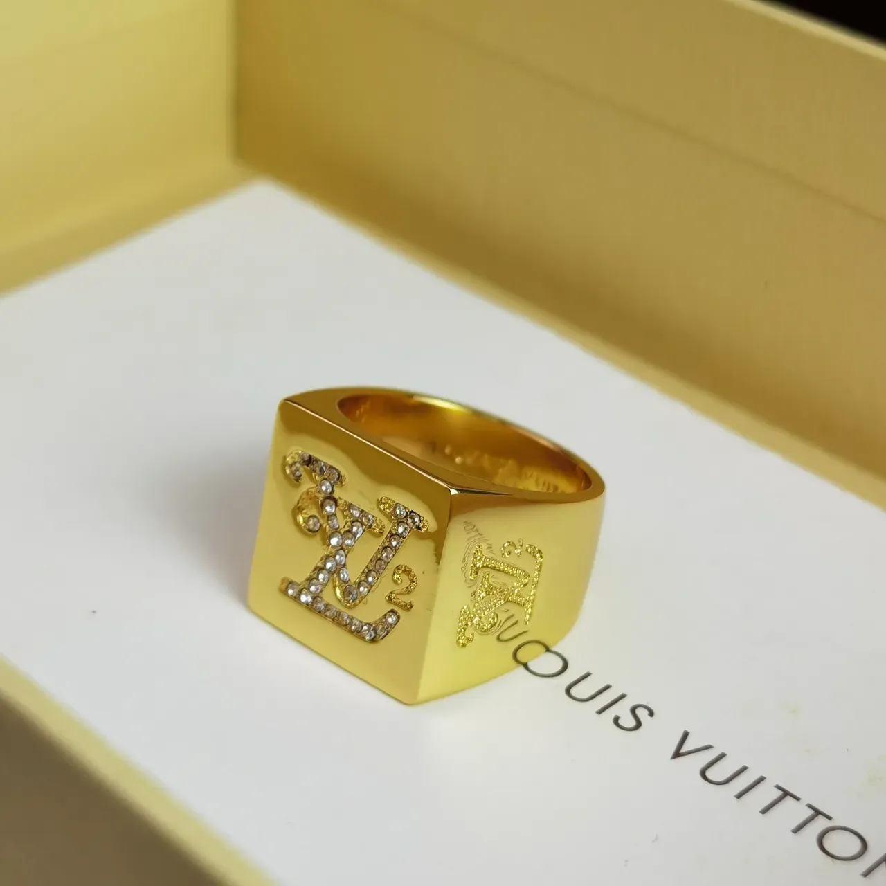 Louis Vuitton Monogram Pavé Square Signet Ring 6