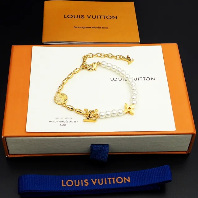 Louis Vuitton Monogram Pearl and Flower Charm Bracelet 4