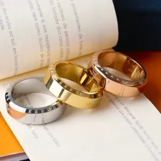 Louis Vuitton Monogram Ring Gold Silver Polished Metal Ring