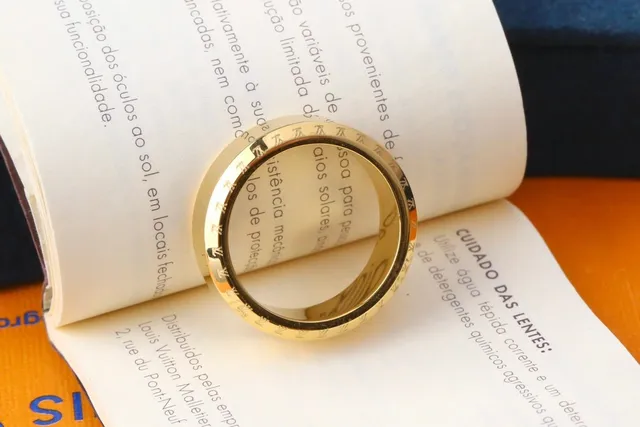 Louis Vuitton Monogram Ring Gold Silver Polished Metal Ring 2