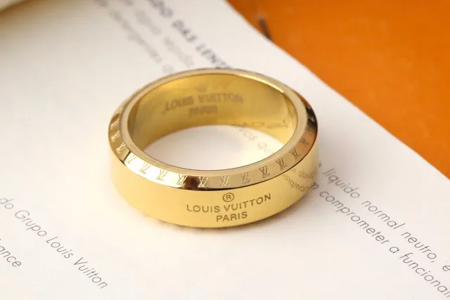 Louis Vuitton Monogram Ring Gold Silver Polished Metal Ring 3