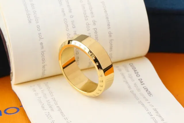 Louis Vuitton Monogram Ring Gold Silver Polished Metal Ring 4