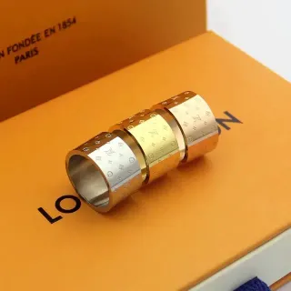 Louis Vuitton Monogram Ring Silver Gold Cylindrical Ring