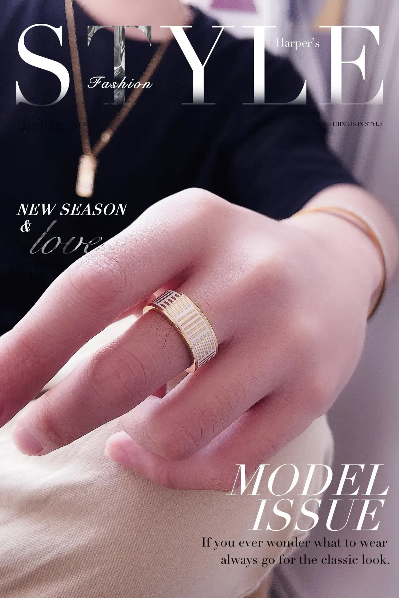 Louis Vuitton Monogram Stripes Gold and White Enamel Ring 2