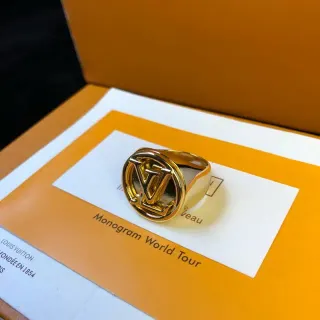 Louis Vuitton Monogram World Tour Gold Signet-Style Monogrammed Ring