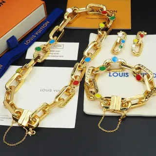 Louis Vuitton Monogram Tour Mondial Collier Chaîne Émaillé Multicolore