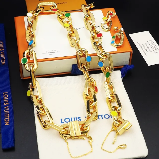 Louis Vuitton Monogram World Tour Multicolor Enamel Chain Necklace 3