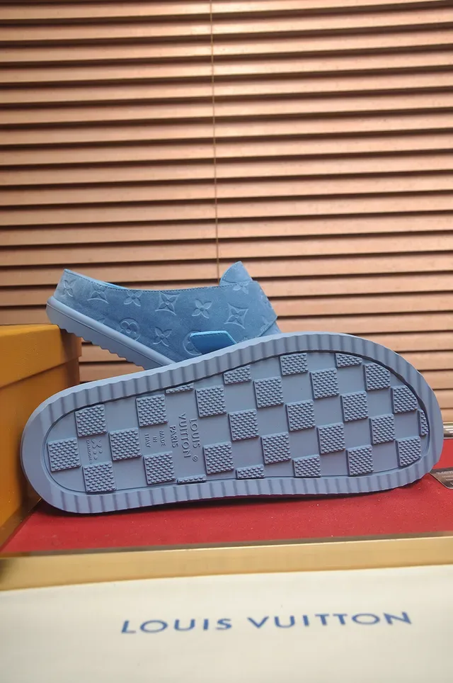 Louis Vuitton Mule Blue Monogrammed Suede Buckle Strap Casual Shoes 3
