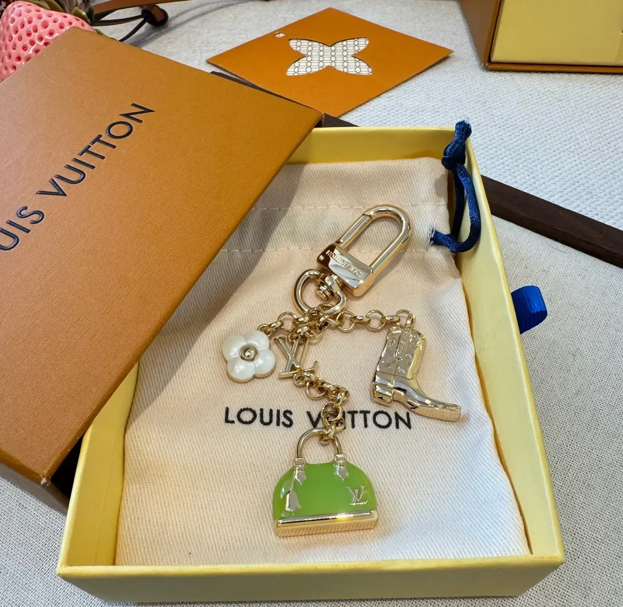 Louis Vuitton Multi Charm Green Gold Metal Enamel Handbag 2