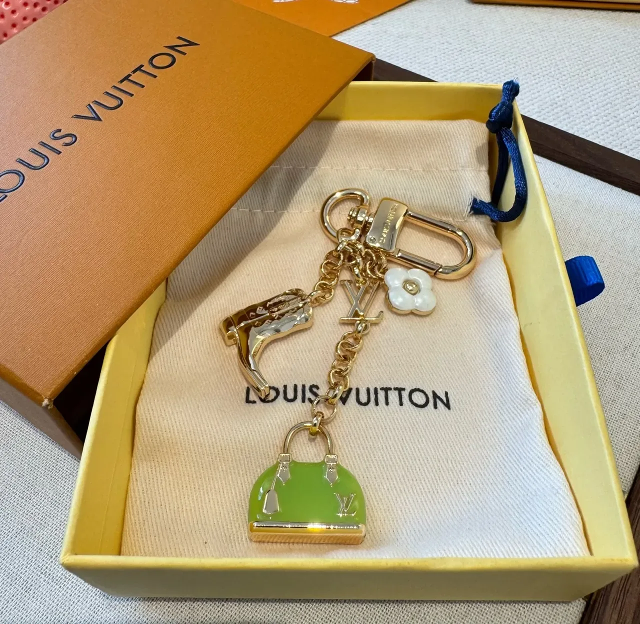 Louis Vuitton Multi Charm Green Gold Metal Enamel Handbag 3