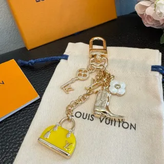 Louis Vuitton Multi-Charm Keyring Gold Yellow Metal Enamel Bag Bracelet