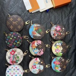 Louis Vuitton Multicolor Brown Circular Zippered Coin Purse
