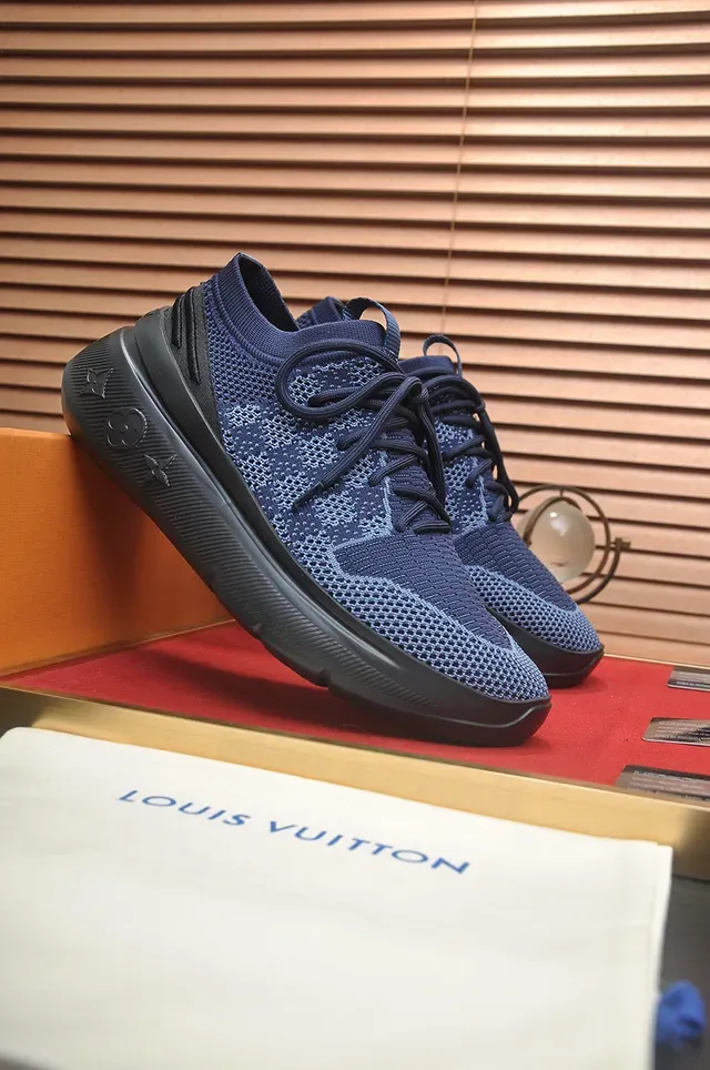 Louis Vuitton Navy Blue Knit Upper Integrated Lacing Lifestyle Sneakers 4