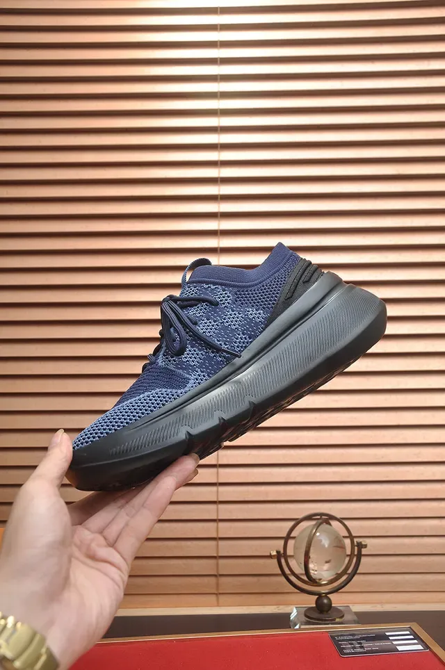 Louis Vuitton Navy Blue Knit Upper Integrated Lacing Lifestyle Sneakers 5
