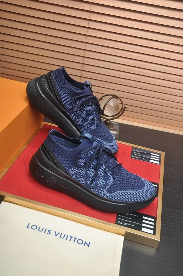 Louis Vuitton Navy Blue Knit Upper Integrated Lacing Lifestyle Sneakers 6