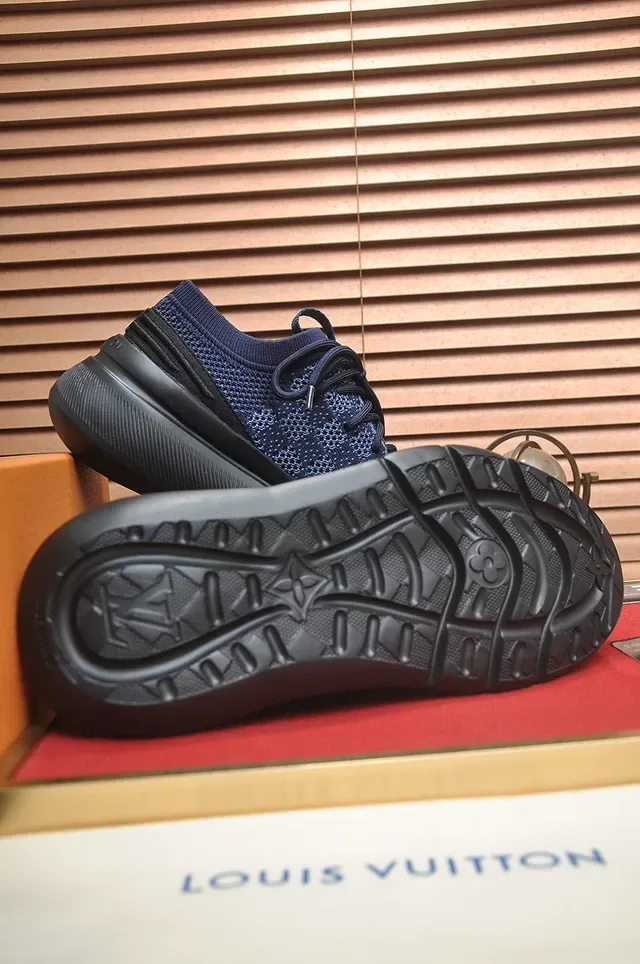 Louis Vuitton Navy Blue Knit Upper Integrated Lacing Lifestyle Sneakers 7