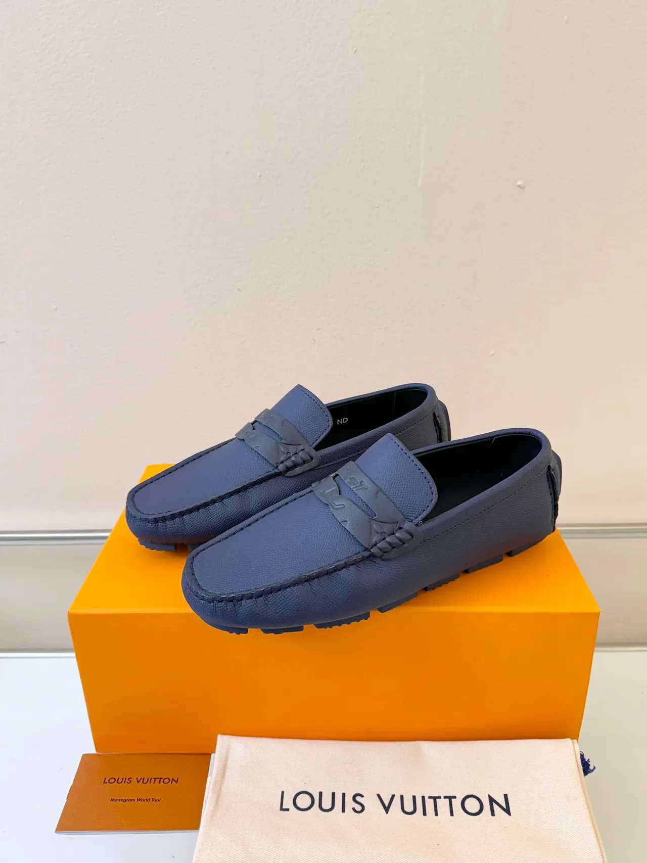 Louis Vuitton Navy Textured Leather Monogrammed Strap Loafer 2