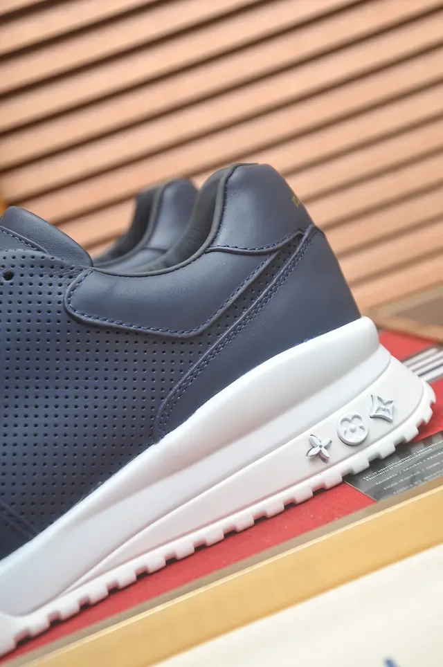 Louis Vuitton Navy White Perforated Leather Upper Sculpted Midsole Lifestyle Sneakers 2